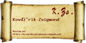 Kovárik Zsigmond névjegykártya